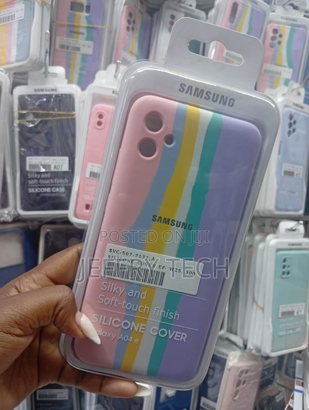 Samsung Galaxy A04e Silicone Phone Case With a Rainbow-Striped Pattern - thumbnail 2