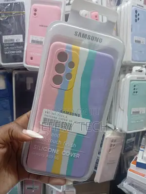 Samsung Galaxy A53 Silicone Cover Featuring a Rainbow Striped Pattern