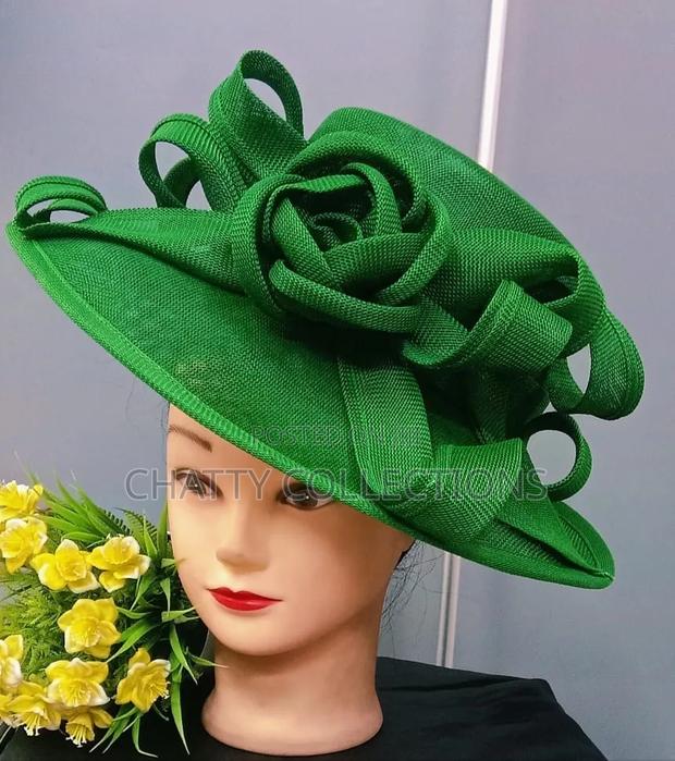 Big Green Ladies Hat Stylish Head Fascinators - thumbnail 2