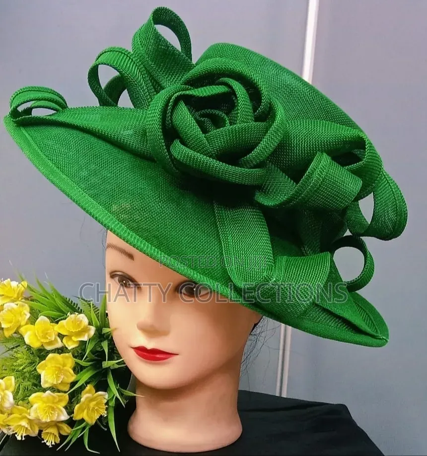 Big Green Ladies Hat Stylish Head Fascinators