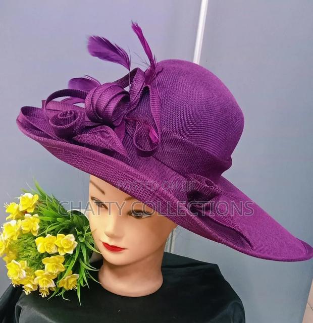 Big Purple Ladies Hat Stylish Head Fascinators