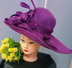 Big Purple Ladies Hat Stylish Head Fascinators