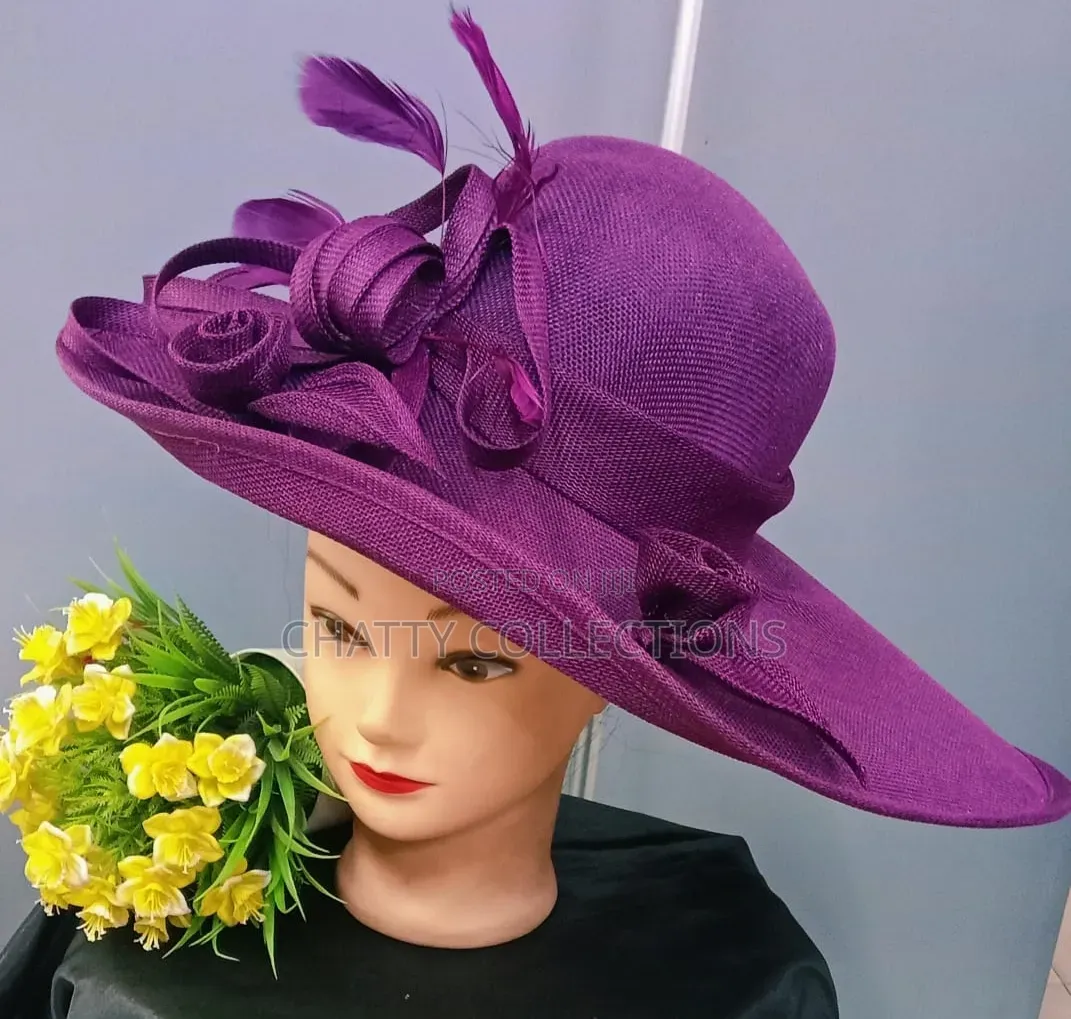 Big Purple Ladies Hat Stylish Head Fascinators