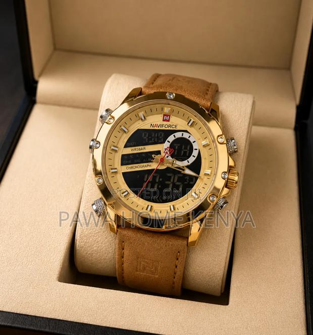 Naviforce Chronograph Leather Strap Watch
