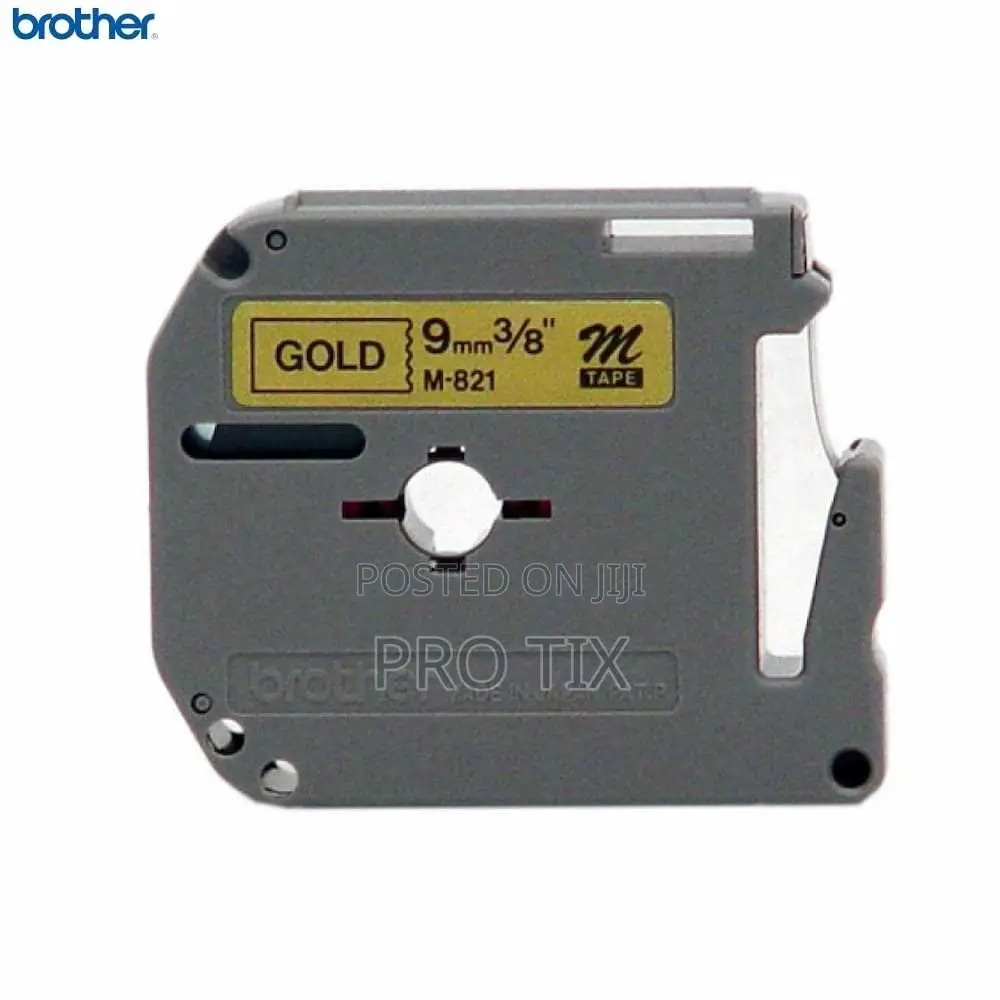 Brother M-821 9mm Gold Label Tape Black Print