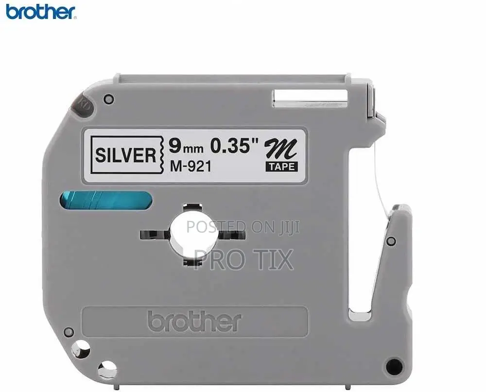 Brother M-921 9mm Silver Label Tape Black Print