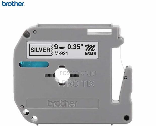 Brother M-921 9mm Silver Label Tape Black Print