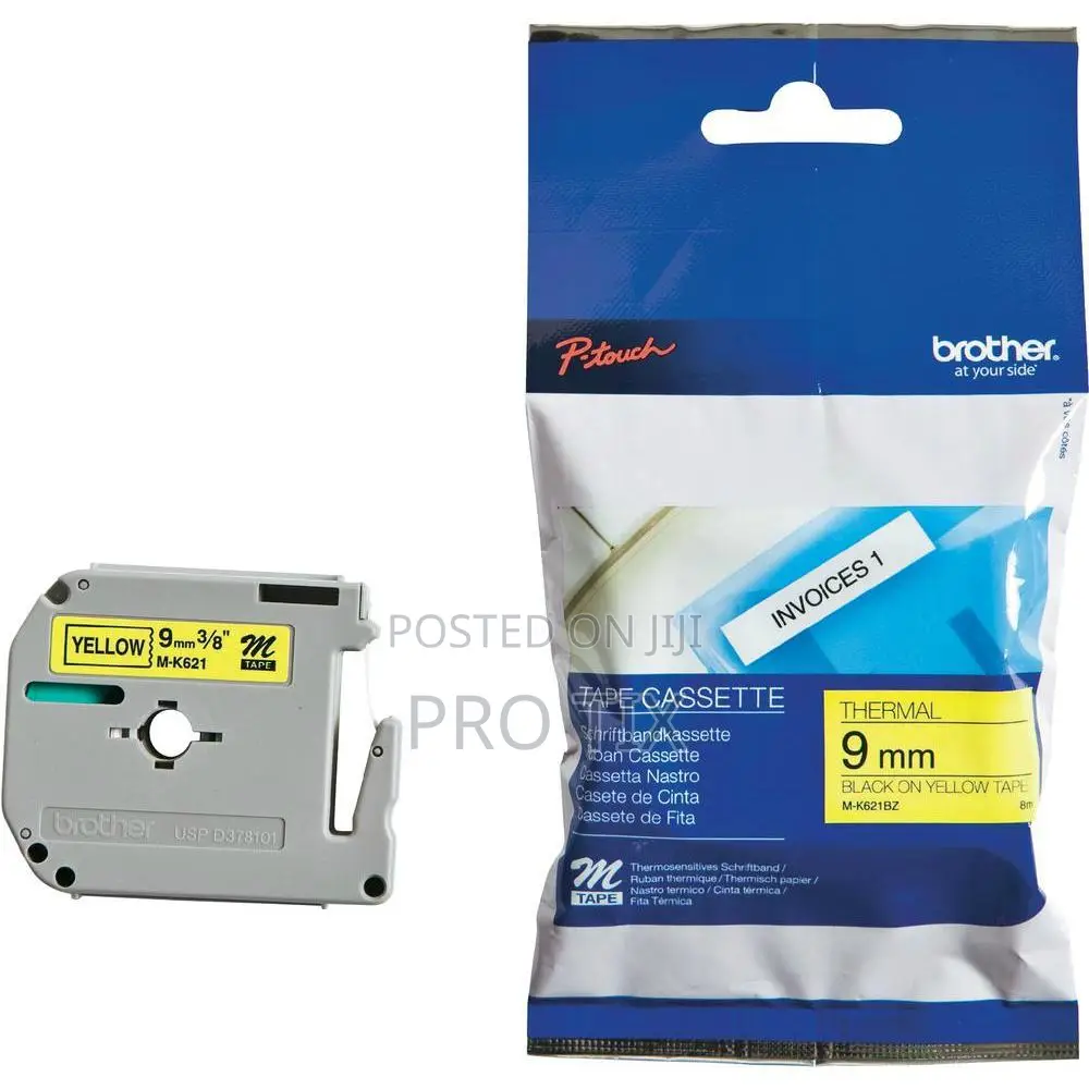 Brother M- 9mm Yellow Label Tape Black Print