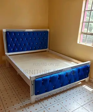 Elegant Blue Upholstered 5 by 6 Bed