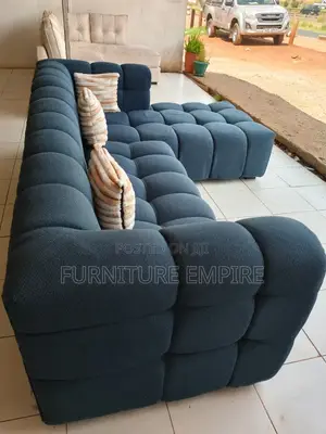 Stylish Dark Blue L- Shaped Sectional Sofa