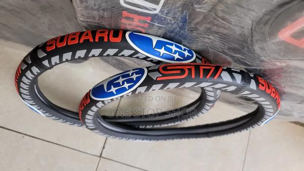 Synthetic Leather Steering Wheel Cover With Sti Subaru Logo