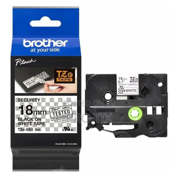 Brother Tze-Se4 18mm Black on White Security Tape - main view