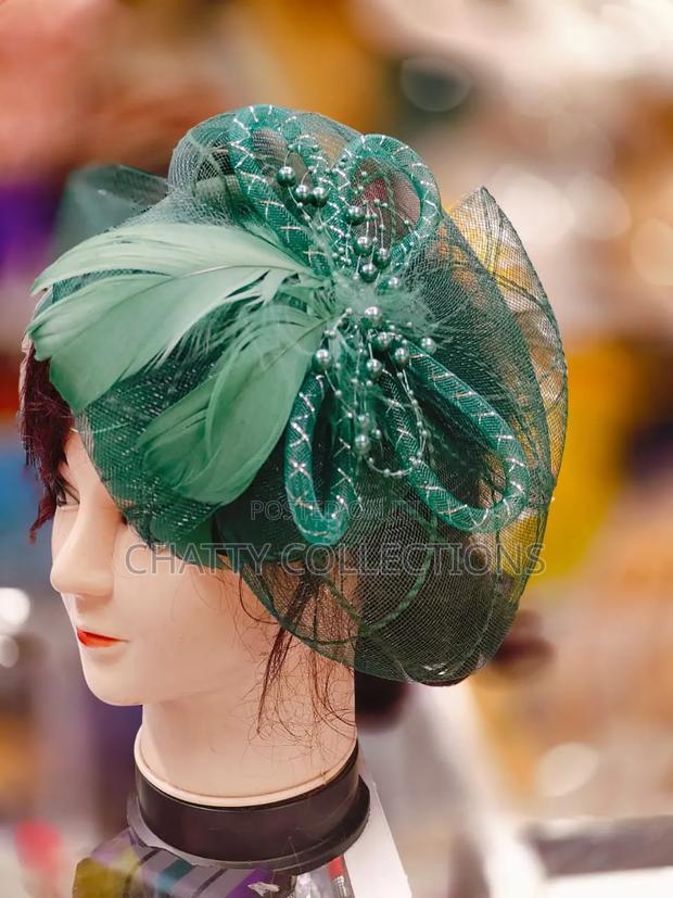 Jungle Green Stylish Ladies Head Fascinators With Net