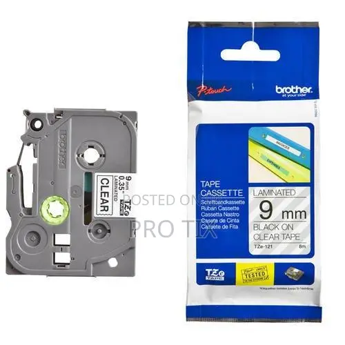 Brother Tze-121 Black on Clear Label Tape 9mm