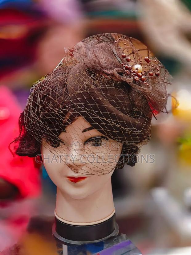 Coffee Brown Stylish and Classy Ladies Head Fascinators With Net