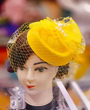 Mustard Yellow Stylish and Classy Ladies Head Fascinators With Net