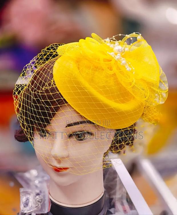 Mustard Yellow Stylish and Classy Ladies Head Fascinators With Net