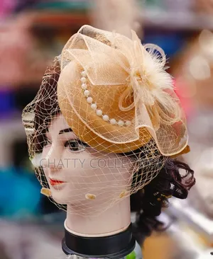 Brown Stylish and Classy Ladies Head Fascinators With Net and Beads