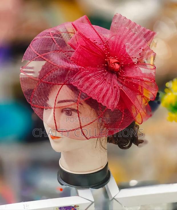 Maroon Stylish and Classy Ladies Head Fascinators With Net