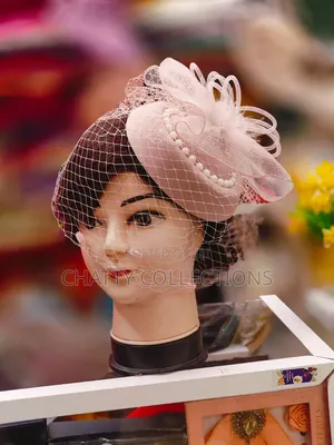 Peach Stylish and Classy Ladies Head Fascinators With Net and Bead