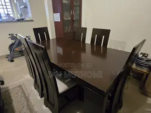 Hardwood Six Seater Dining Table With Cushioned Seats Pristine