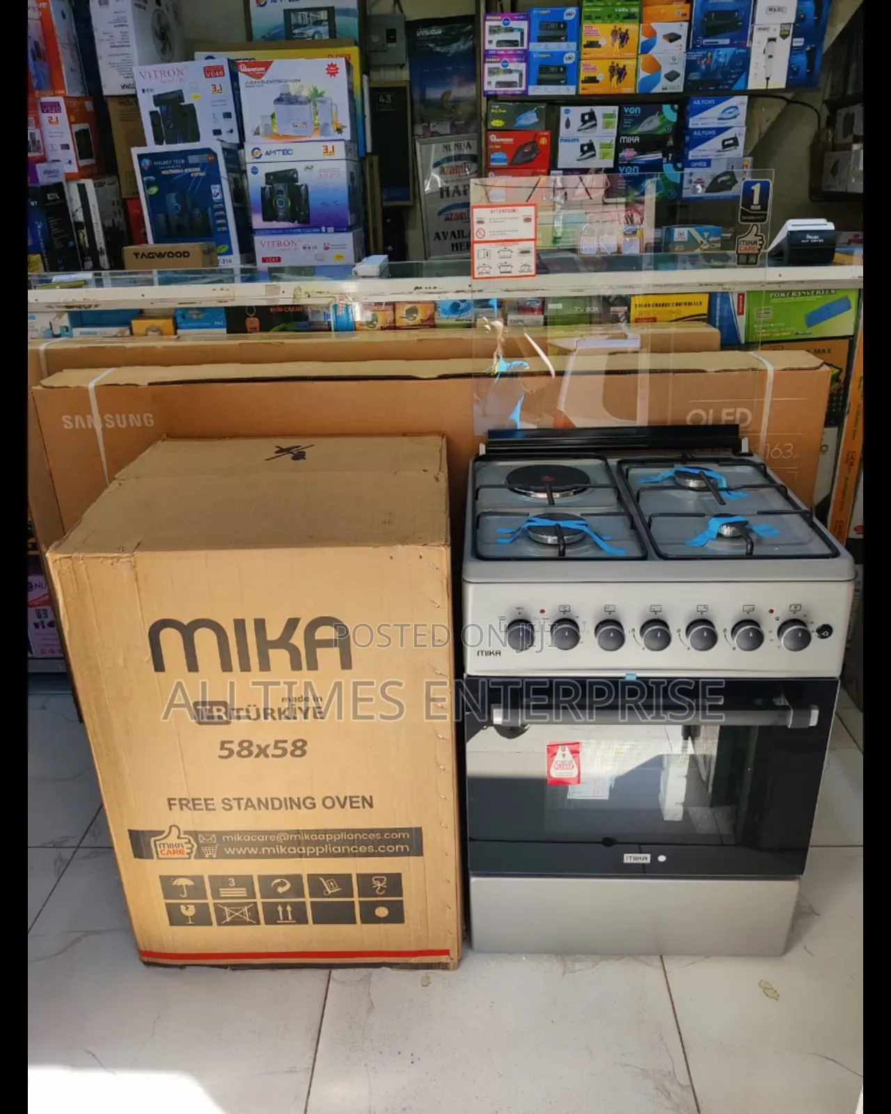 Mika 58cm by 58cm Standing Cooker 3gas 1elecric