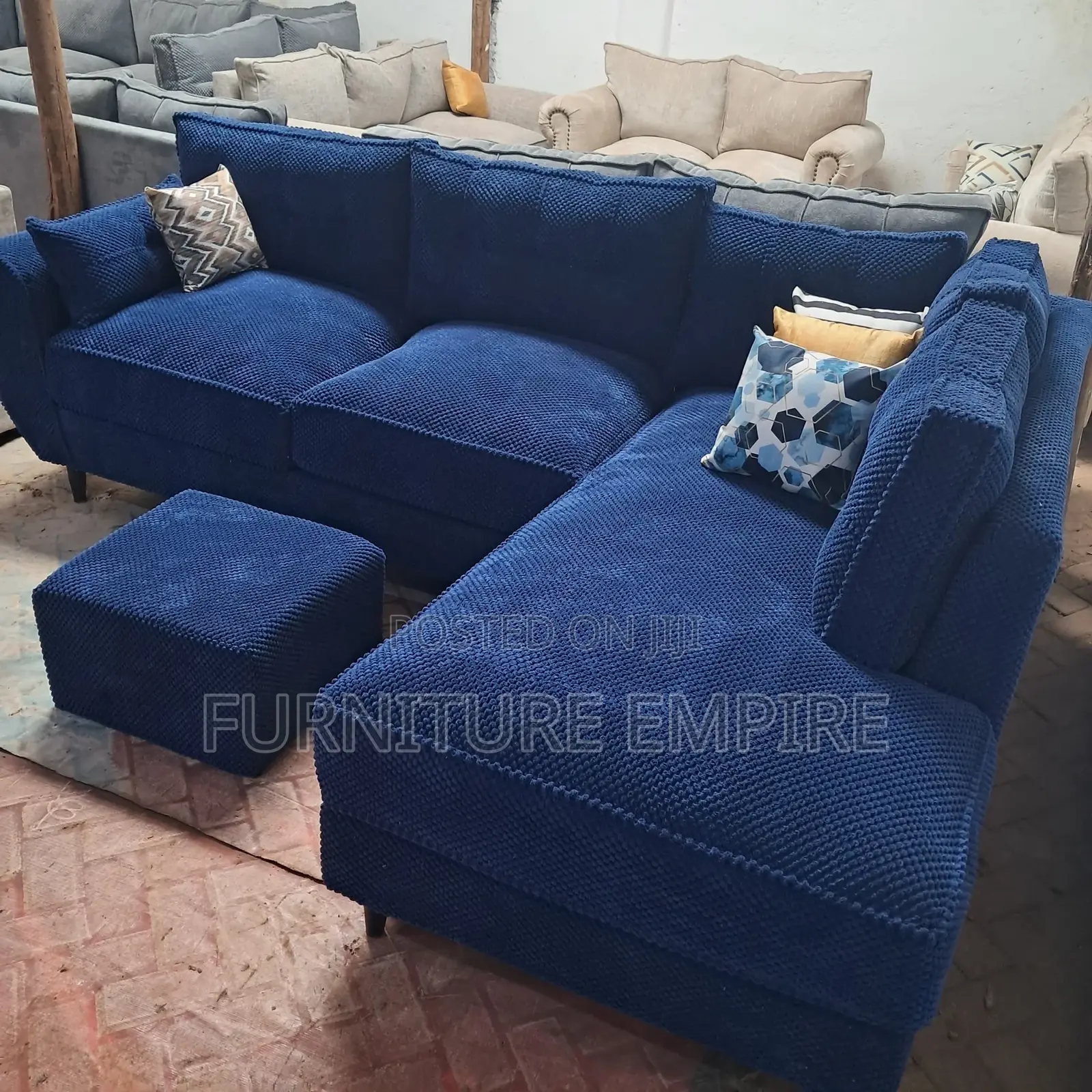 Dark Blue L Seat With Foot Rest