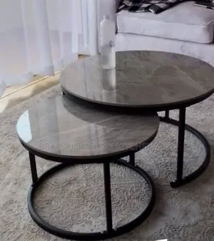 Modern Luxury 2in1 Pure Marble Nesting Tables With Black Stand