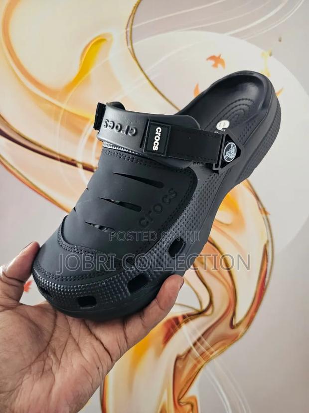 Black Leather Top Crocs