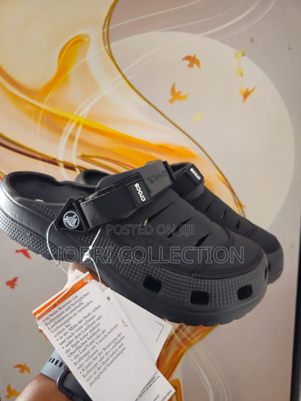 Black Leather Top Crocs