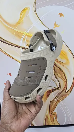 Brown Leather Top Crocs