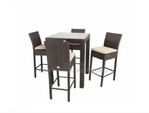 Rattan High Table Bar With Chairs