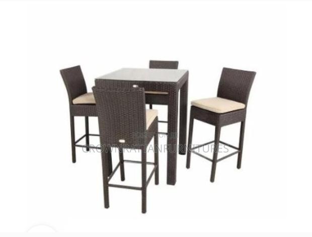 Rattan High Table Bar With Chairs