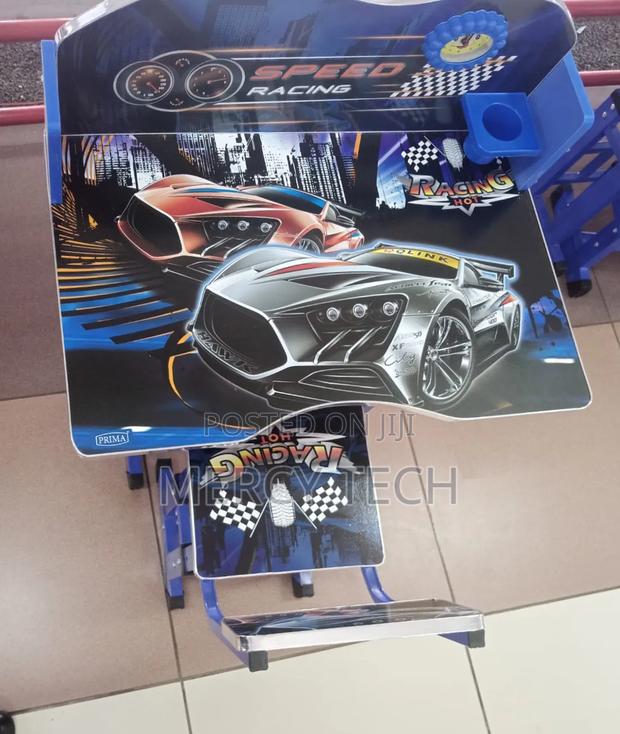 Blue Executive Racing Car Adjustable Kids Study Table Desk