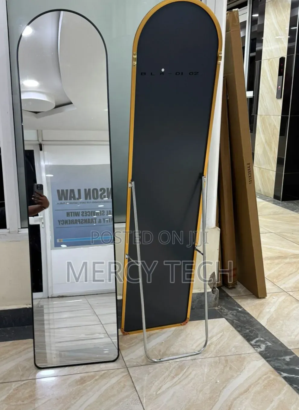 Mini Classy Arched Aluminum Full Length Mirror(151cm×41cm×7cm) (890-1)