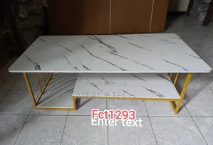 Executive White Marble Coffee Table With Black Legs(Fct-1293)