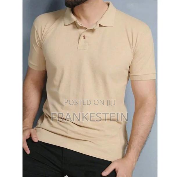 Beige Plain Polo Shirt - thumbnail 2
