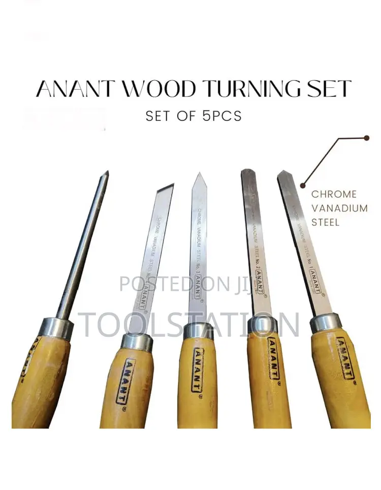 Wood Turning Chisel Set of 5pcs Original Anant Heavy Duty