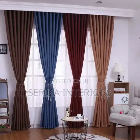 Blue and Chocolate Curtains Curtains Environmental Friendly Justin