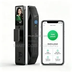 Smart Door Lock With Camere Intercom Fingerprints* Cards Code
