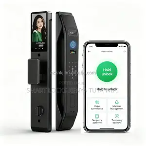 Smart Door Lock With Camere Intercom Fingerprints* Cards Code