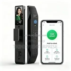 Smart Door Lock With Camere Intercom Fingerprints* Cards Code