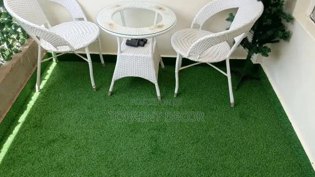 Balcony Rest Area Setup Green Artificial Grass Carpet