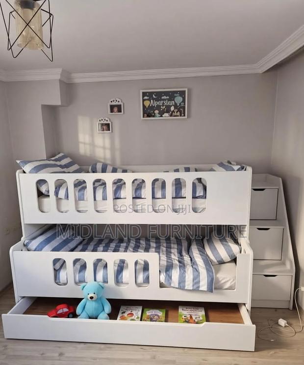 Space-Saving Bunk Bed / Kids Double Decker With Staircase Drawer