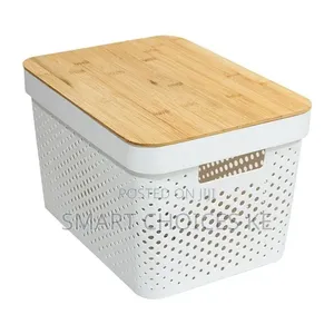 Large Size Modern Storage Basket With Bamboo Lid