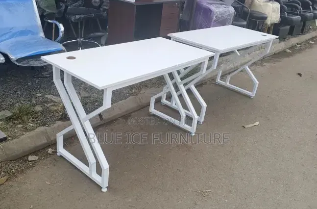 White Office Metallic Table