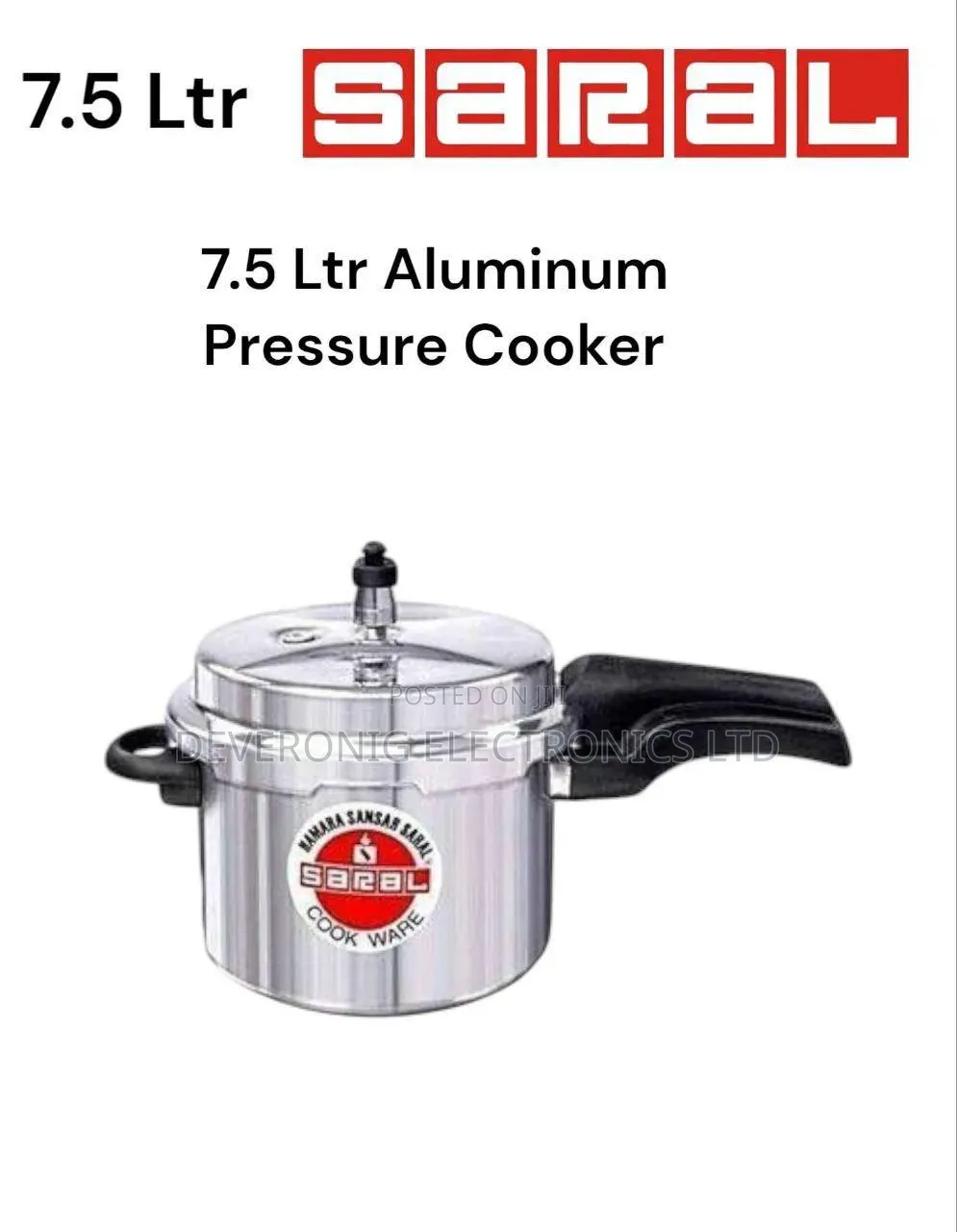 High Quality Saral Pressure Cookers 7.5 LTRS