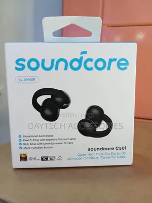 These Are the Soundcore C50i Open-Ear Clip-on Earbuds by Anker.