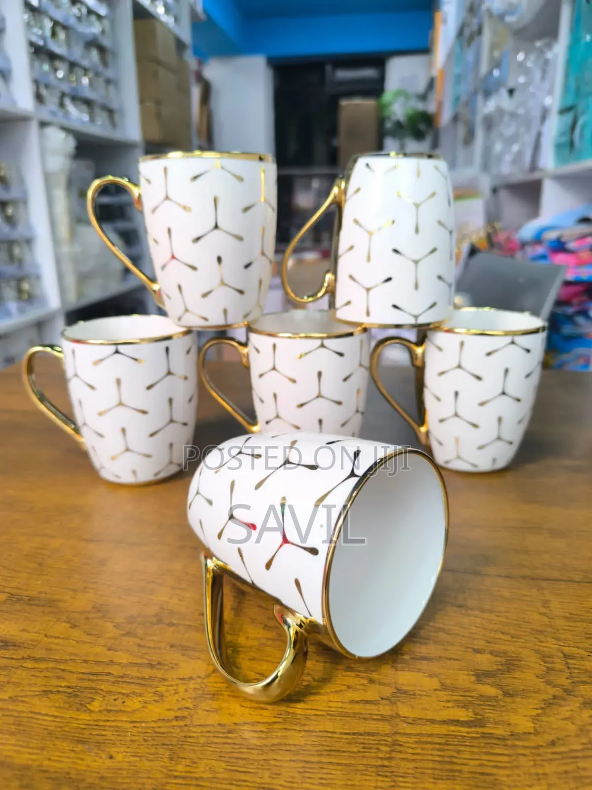 6 PCS Japanese Gold Rimmed Cups