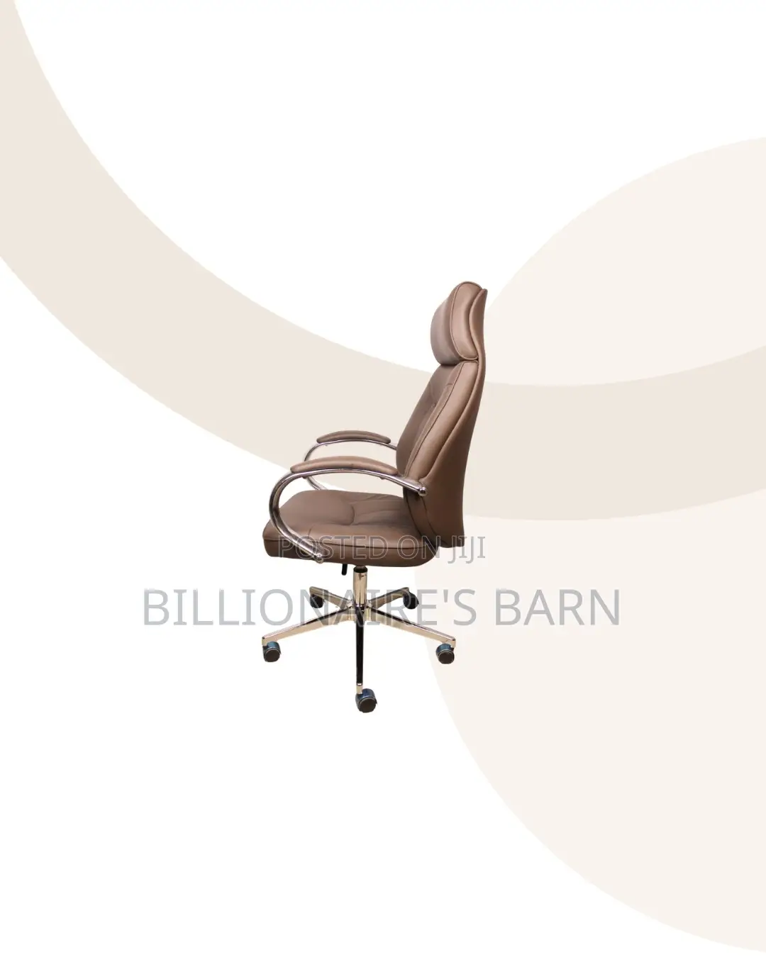 New Brown Executive Leather Office Chair High Back Chrome Base Ready